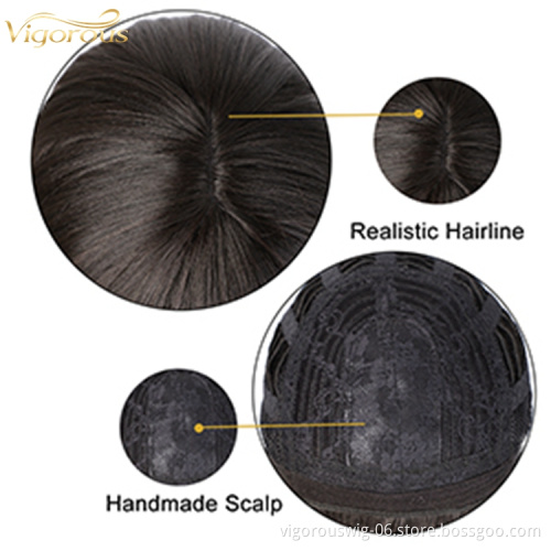 Vigorous Wholesale Top Quality Long Silky Straight Natural Black Wigs Bangs Synthetic Part Side Wigs For Women Heat Resistant